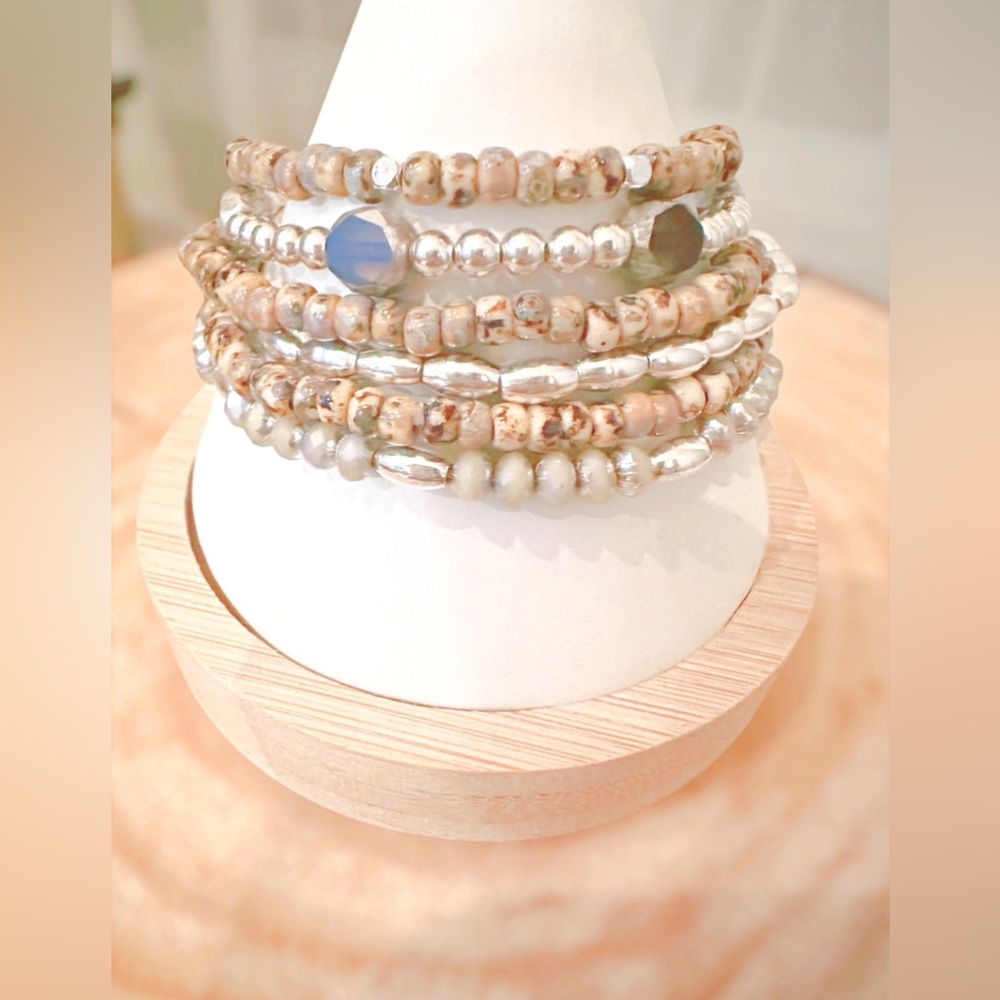 Silver Shore Stack (6 Bracelets) + Turtle Oyster … - image 4